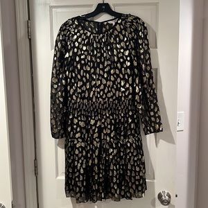 Rebecca Taylor Leopard Metallic Mini Dress